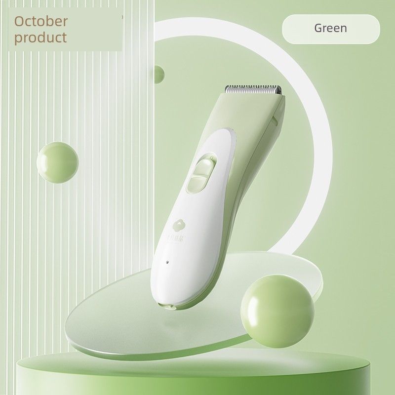 

October Crystal Baby Hair Clipper Low Noise Newborn Children Haircutting Tool Electric Hair Trimmer Light Green [3 Limit Combs]