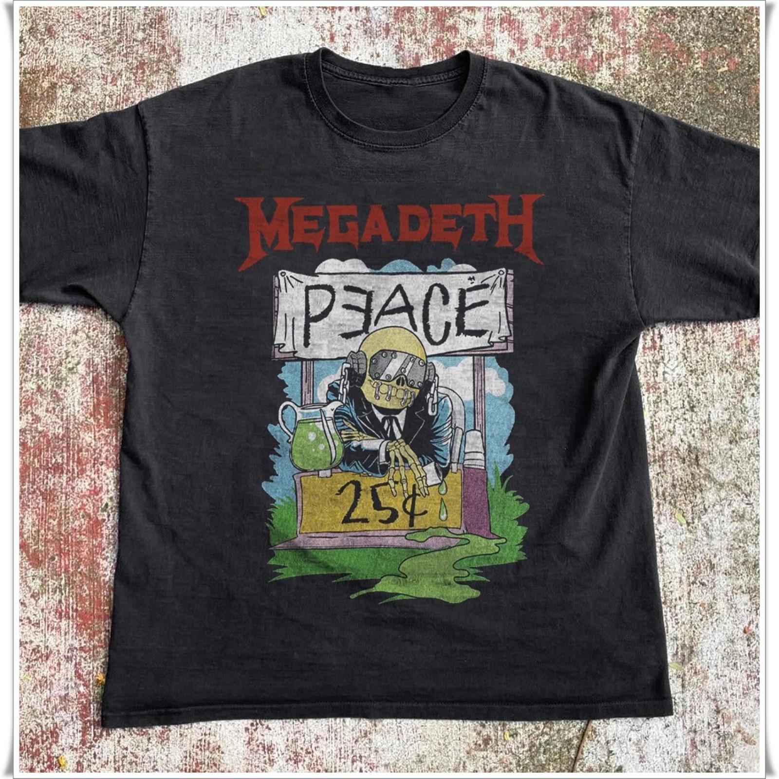Megadeth Peace 25 Cents T-shirt, Unisex Black Cotton T-shirt, Size S-5XL XXL