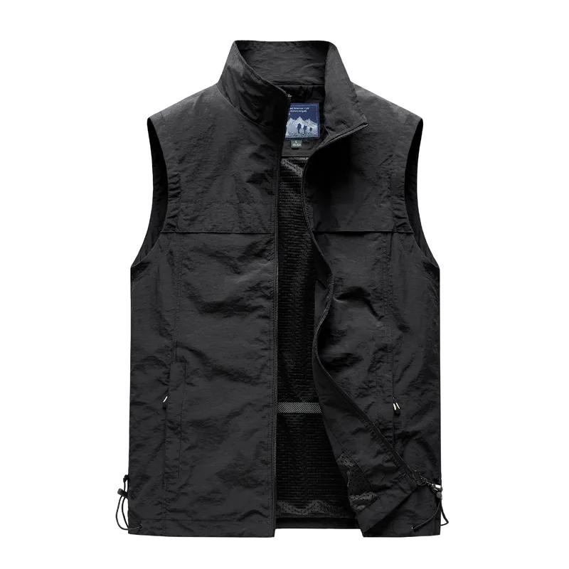 Men's Lightweight Stand Collar Zip Up Vest with Mesh Lining Outdoor Sleeveless Jacket for Hiking Travel