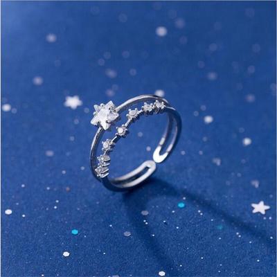 New Temperament Exquisite Crystal Star Zircon 925 Sterling Silver Jewelry Personality Fashion Popular Opening Rings TYB007