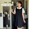 Large Size Women's Clothing Long and Short Contrasting Color Dress, Summer New Waist and Thin Small Black Dress 252498