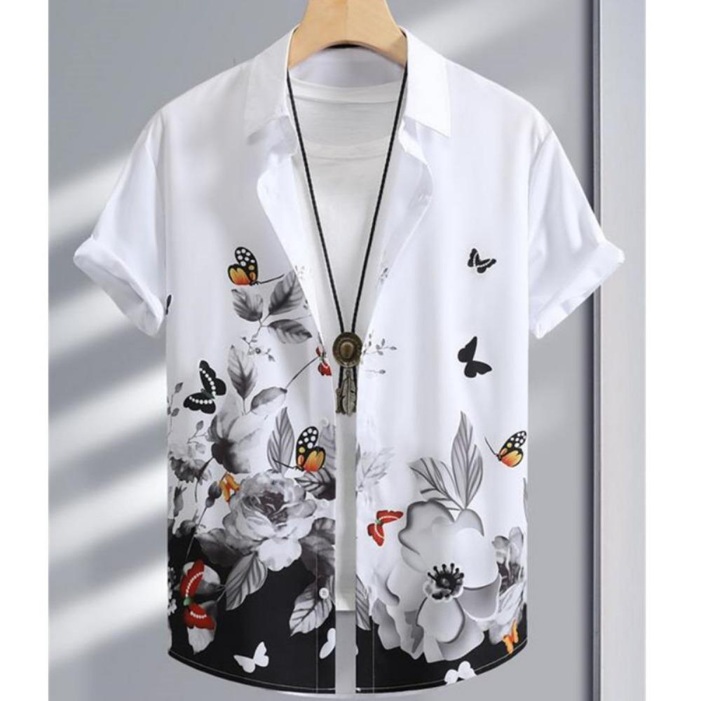 Fashionable men's shirt 3D ink print men's clothing daily casual short sleeved beach party sportswear street Hawaiian shirt