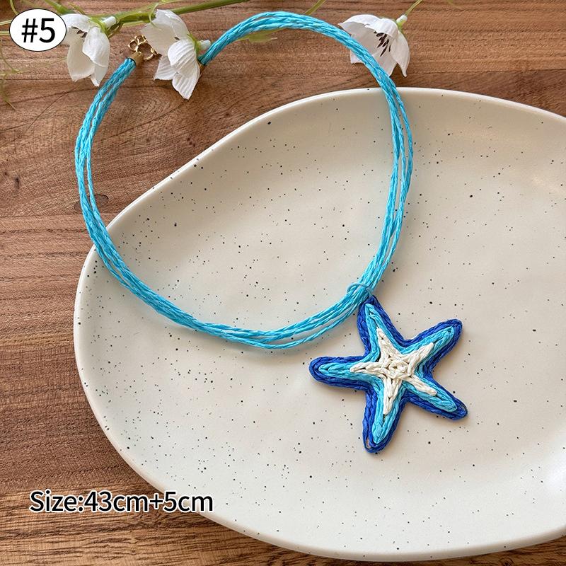 Starfish Shell Necklace Beach Vacation Style Pendant Necklace for Women Fashion Collarbone Chain Summer Sweet Jewelry Gift