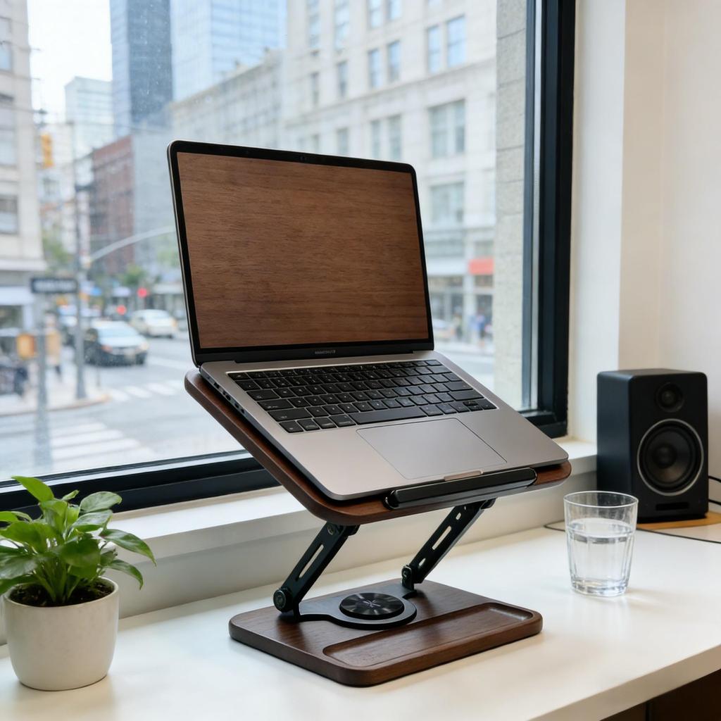 Multifunctional 360° Rotating Wooden Reading Stand for Books, Drawing, Writing, & Folding Laptop Support