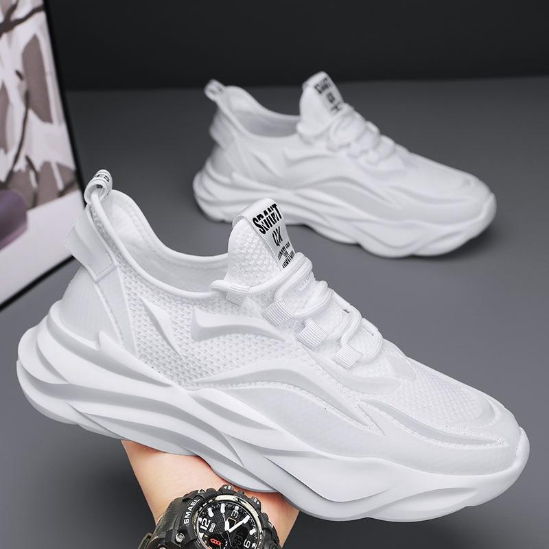 Men's Shoes Summer Breathable Fly-woven Mesh Sports Leisure with Running Thick-soled Non-slip Work Black Labor Insurance Tide Shoes