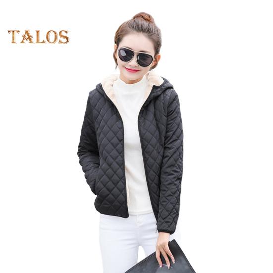 Winter Women Jacket Hooded Zip-up Long Sleeves Thick Plush Lined Solid Color Cardigan Keep Warm Commuting School Coat