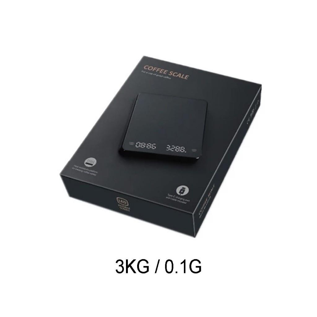 Kávová váha Automatický časovač LED displej/ Dobíjecí přes USB / Kuchyňská váha Elektronická váha 3kg/0,1g Vysoká přesnost
