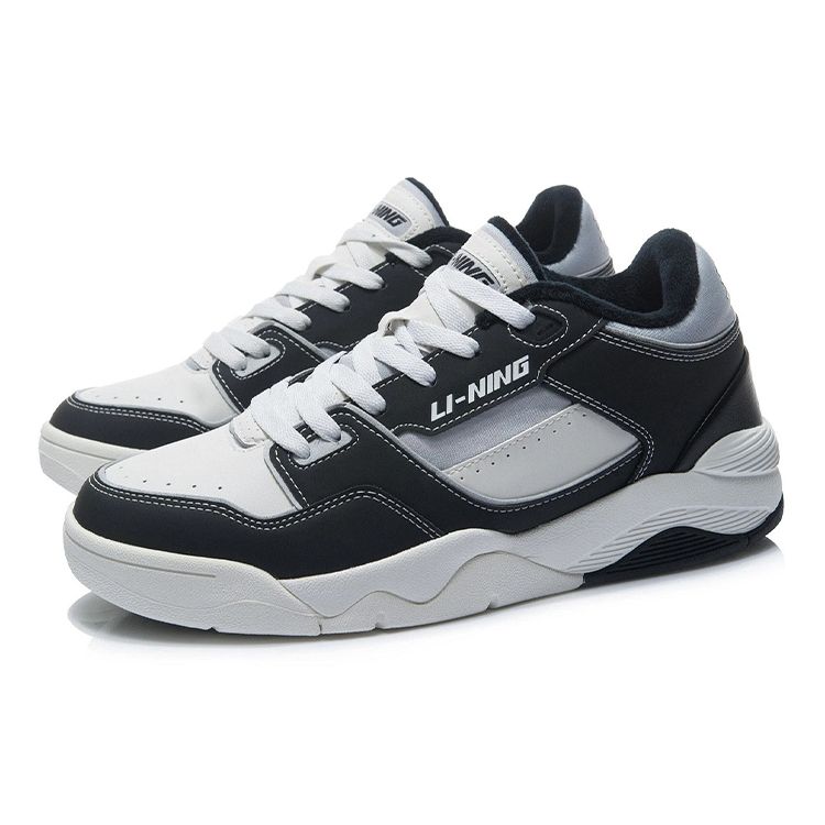 Li Ning Retro 80s Shock Absorbing Non-Slip Wear-Resistant Low-Top Basketball Shoes Men sneaker Black White AGBR085-1