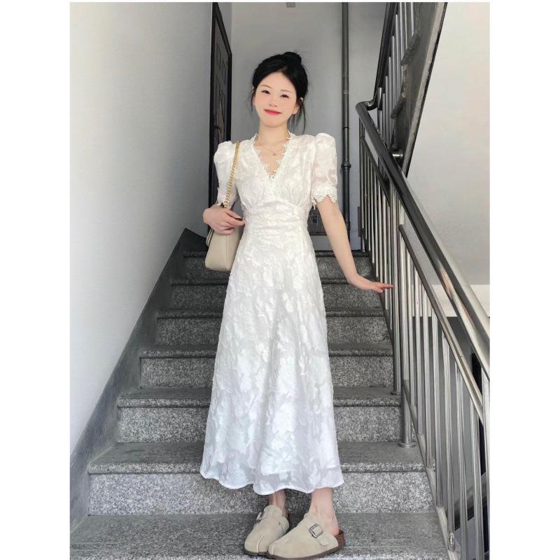 French Style Chic Summer Puff Sleeve Dress for Women
