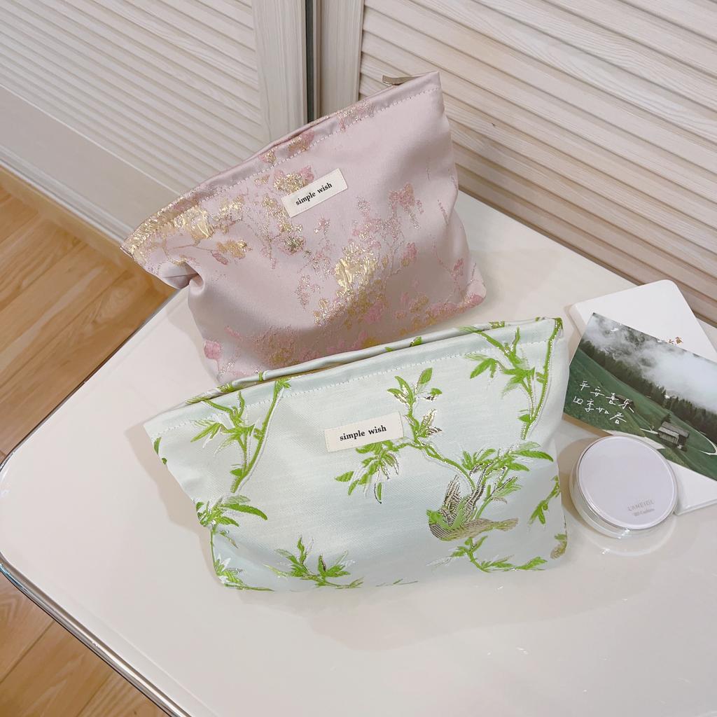 Flower Pattern Women Cosmetic Organizer Travel Bag Large Canvas Toiletries Teen Girls Makeup Storage Pouch