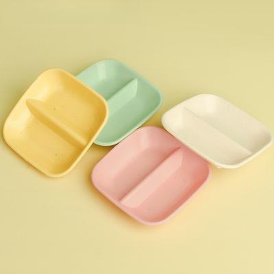 Creative Wheat Straw Separate Plates Square Dessert & Beverages Plate Dish Solid Pink Beige Sushi Children's Food Divider Plates