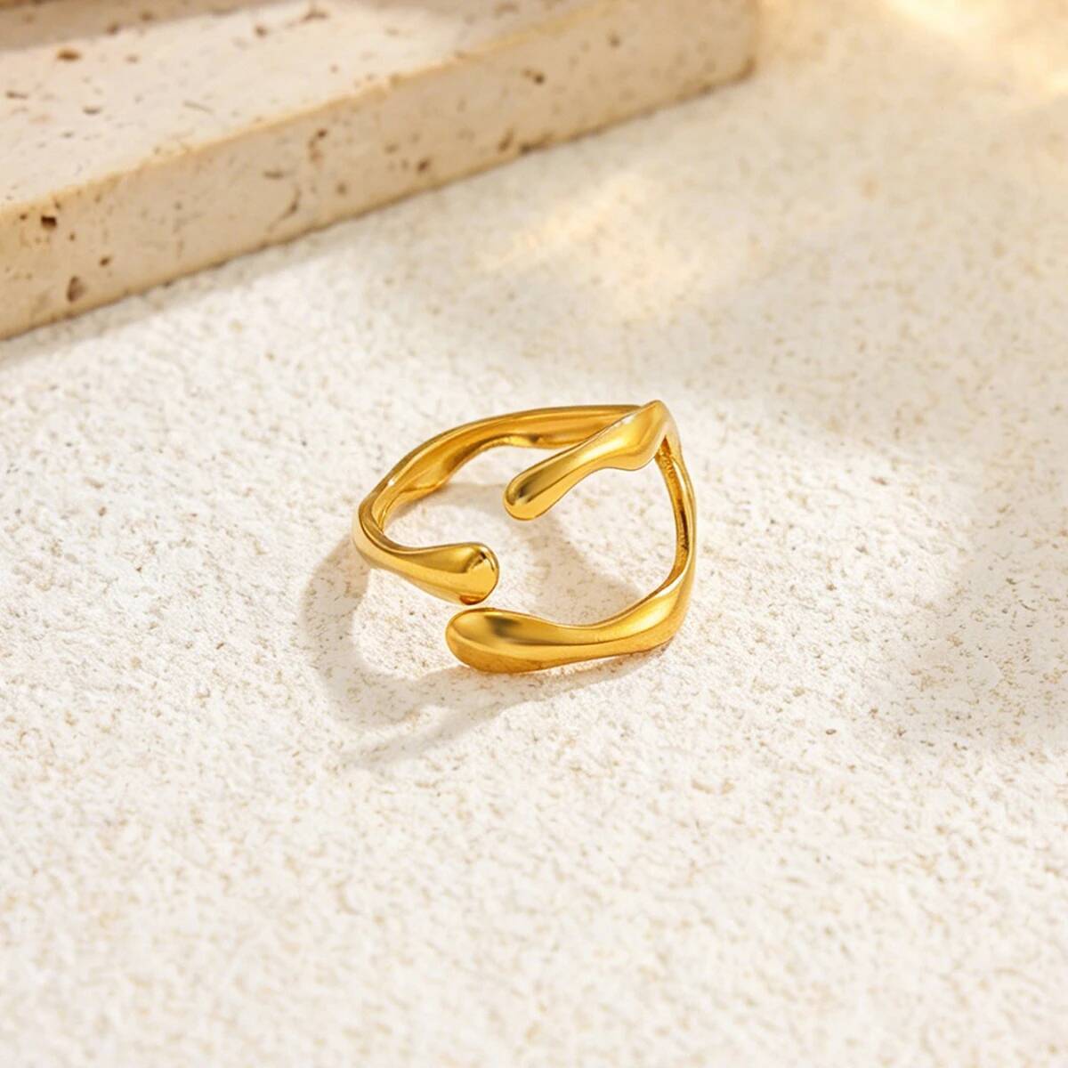IngeSight.Z Luxury Stainless Steel 18K Gold Plated Ring Exquisite Imitation Pearl Acrylic Glass Rhinestone Stackable Jewelry New