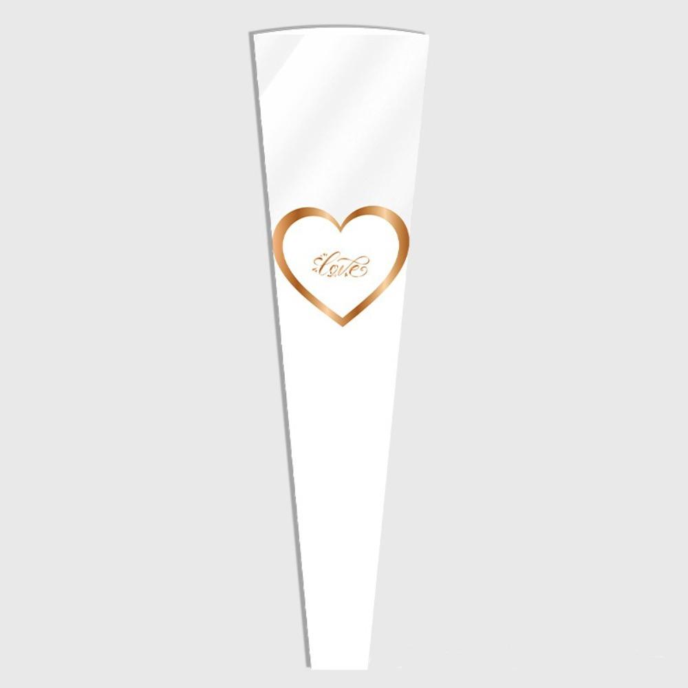 

30pcs/set Transparent Flower Packaging Bags Romantic Waterproof Floral Gift Bags Gold Stamping Heart Pattern Single Rose Bags 5x5x5cm белый