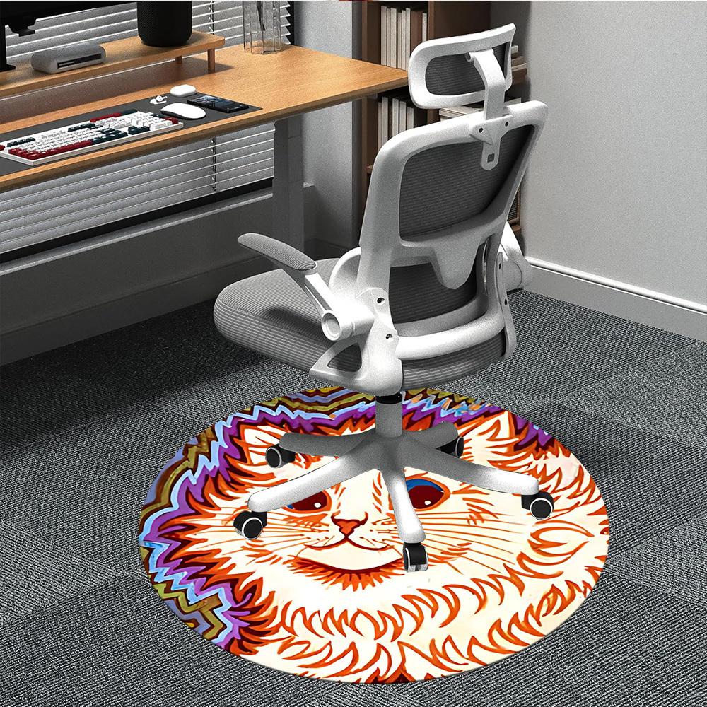 1pc Cat Whiskers Office Round Area Rug, Indoor Mat Suitable For Office, Under Office Chairs Bedroom Living Room Home Decor, Room Deco