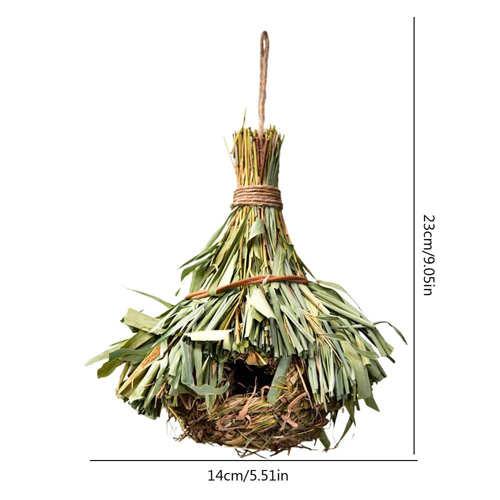 Bird Cage Ventilated Natural Grass Bird House Comfortable Resting Place Weaved Hanging Parrot Nest Houses Outdoor Decoration