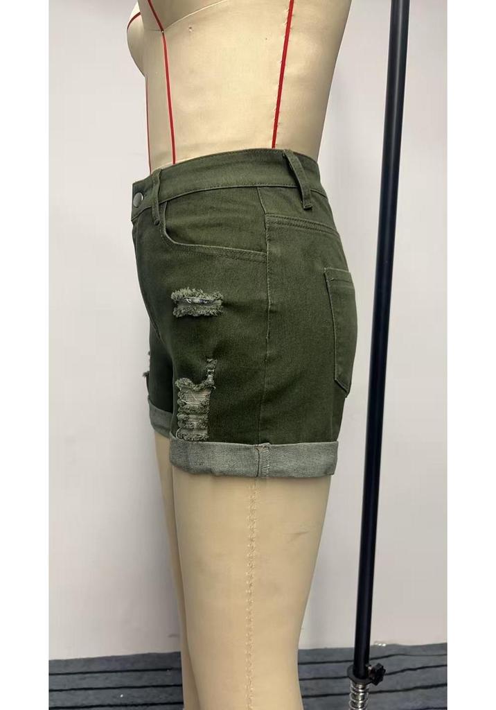 High-Waisted Women's Elastic Denim Street Style Shorts