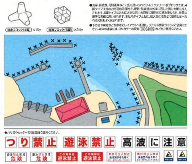 N gauge 2169 Wave-breaking block (unpainted kit)