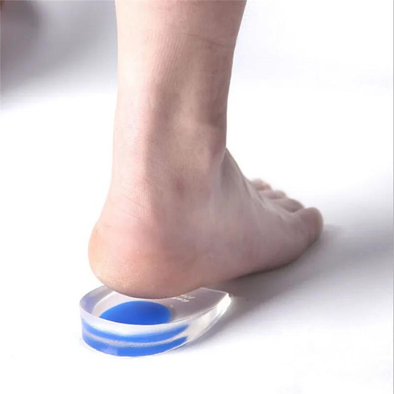 Men Women Blue Silicon Gel Heel Cushion Insoles Soles Relieve Foot Pain Protectors Spur Support Shoe Pad High Heel Inserts