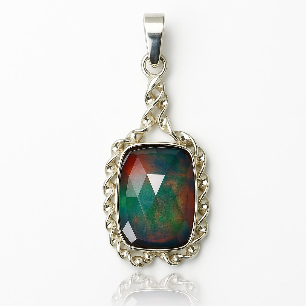 Natural Opal Pendant 33 ct 925 Sterling Silver Cushion Gift for Him October Birthday Birthstone