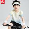[Fashionable and Breathable] Peak Children's Outdoor Sports Gradient Printed Short Sleeve Youth Daily Versatile Comfortable Top