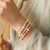 Freshwater Pearl Double-layer Bracelet with Shoushan Stone Beads, Magnetic Clasp, Lightweight and Luxurious, a Unique and Stylish Piece of Jewelry