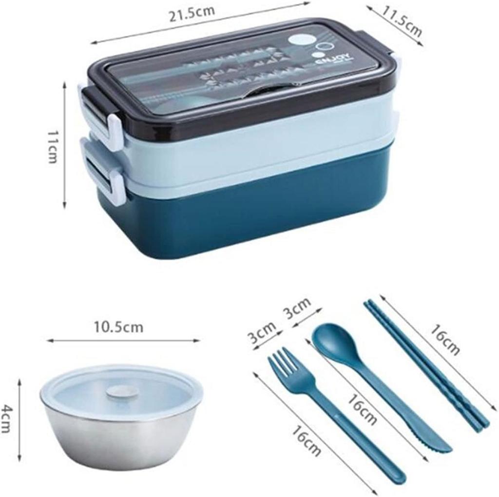 Bento Boxes Double Layer Stainless Steel Lunch Box With Soup Bowl Leak-Proof Bento Box Dinnerware Set