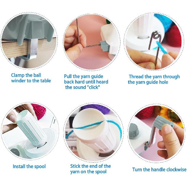 Yarn Ball Winder Hand Operated Winding Wool Winder Machine Yarn String Ball Winder, Convenient Ball Winder for Yarn Tabletop Clamp, White and Gray