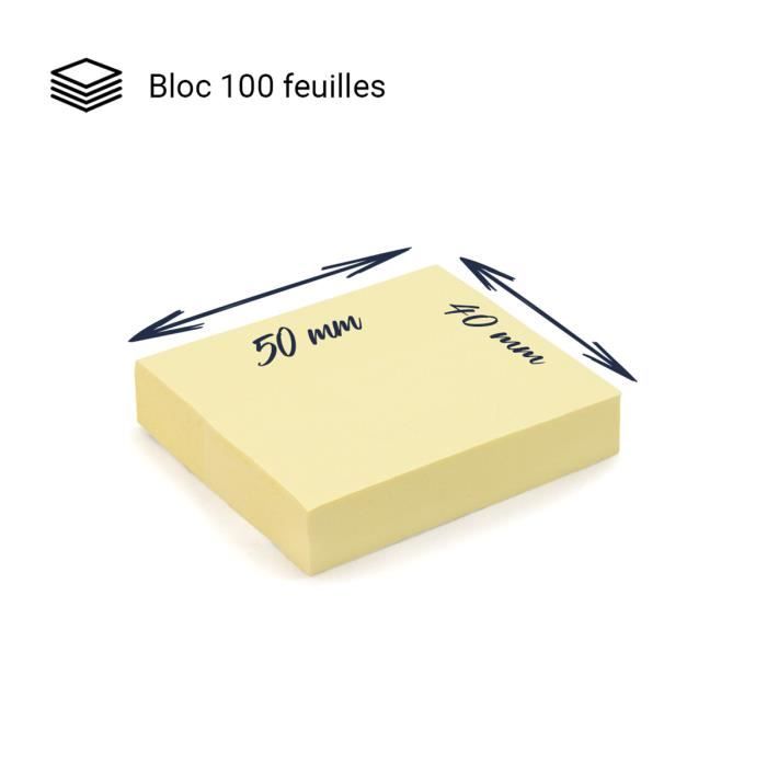 Notes autocollantes repositionnables - WAYTEX - Pack de 12 mini blocs - Jaune pastel - 5 x 4 cm