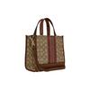 Coach Dempsey 22 Letter Logo Stripe Print Fabric And Leather Tote Bag Women Tote Bags Elephant-Gray Brown C8417-IMVGB