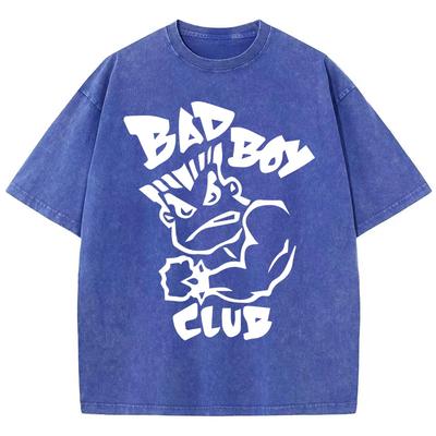 Strong Gorilla Print T-shirt Men's and Women's Fashion Water Wash Vintage Short Sleeve Hip Hop Soft Casual Style Top T Shirt