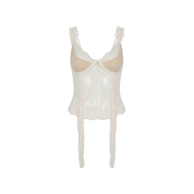 H's European and American Women's Clothing Baroque Young Adult V-neck Lace Chest Strap Pure Desire Sexy Waist Short Top