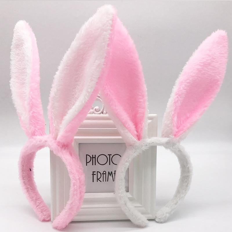2PCS Easter Halloween Sequins Rabbit Ears Headband Ghost Festival Rabbit Headband Bunny Hairpin Cheering Props
