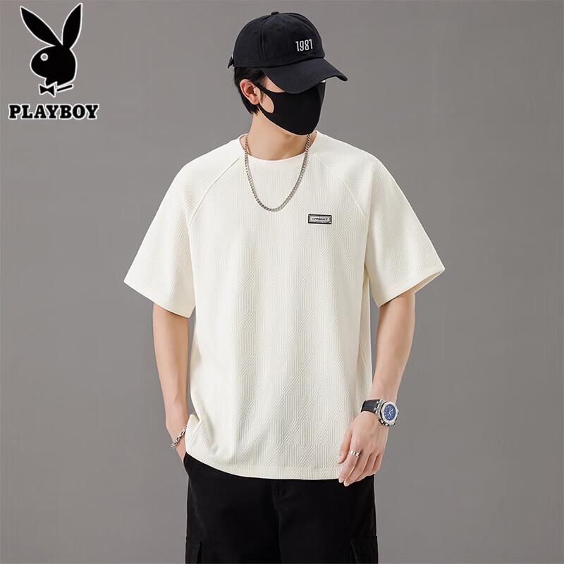 Playboy Men's Japanese Retro Ice Silk Short Sleeve T-Shirt