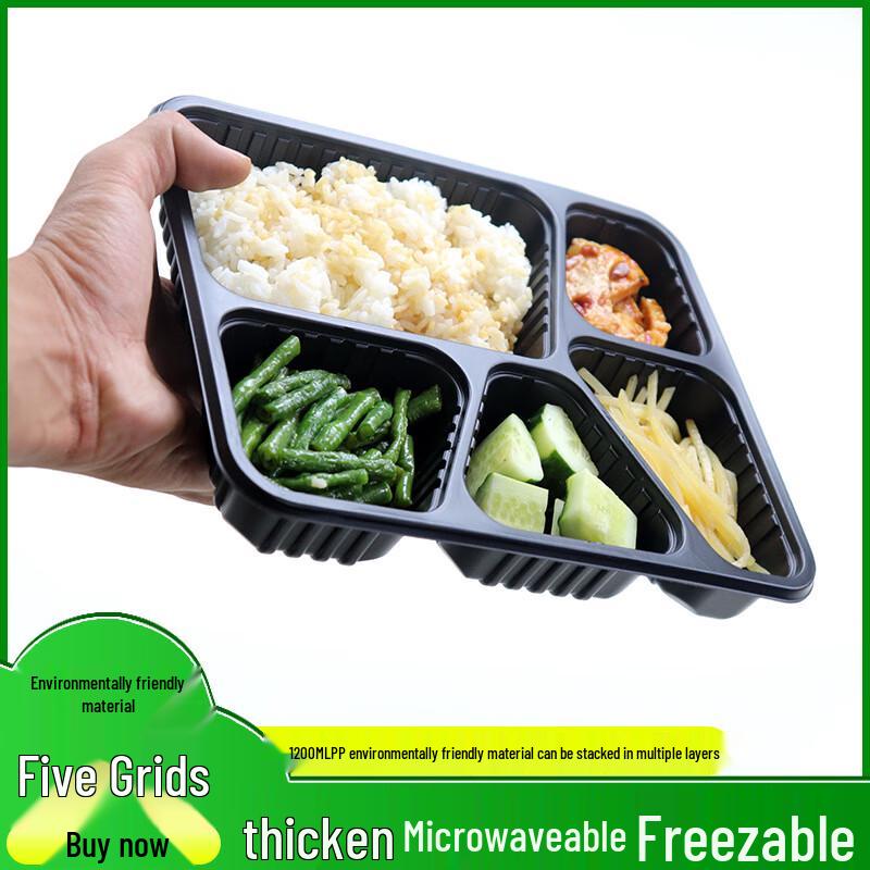 HUIHUADU Microwaveable Five-Compartment Disposable Meal Boxes