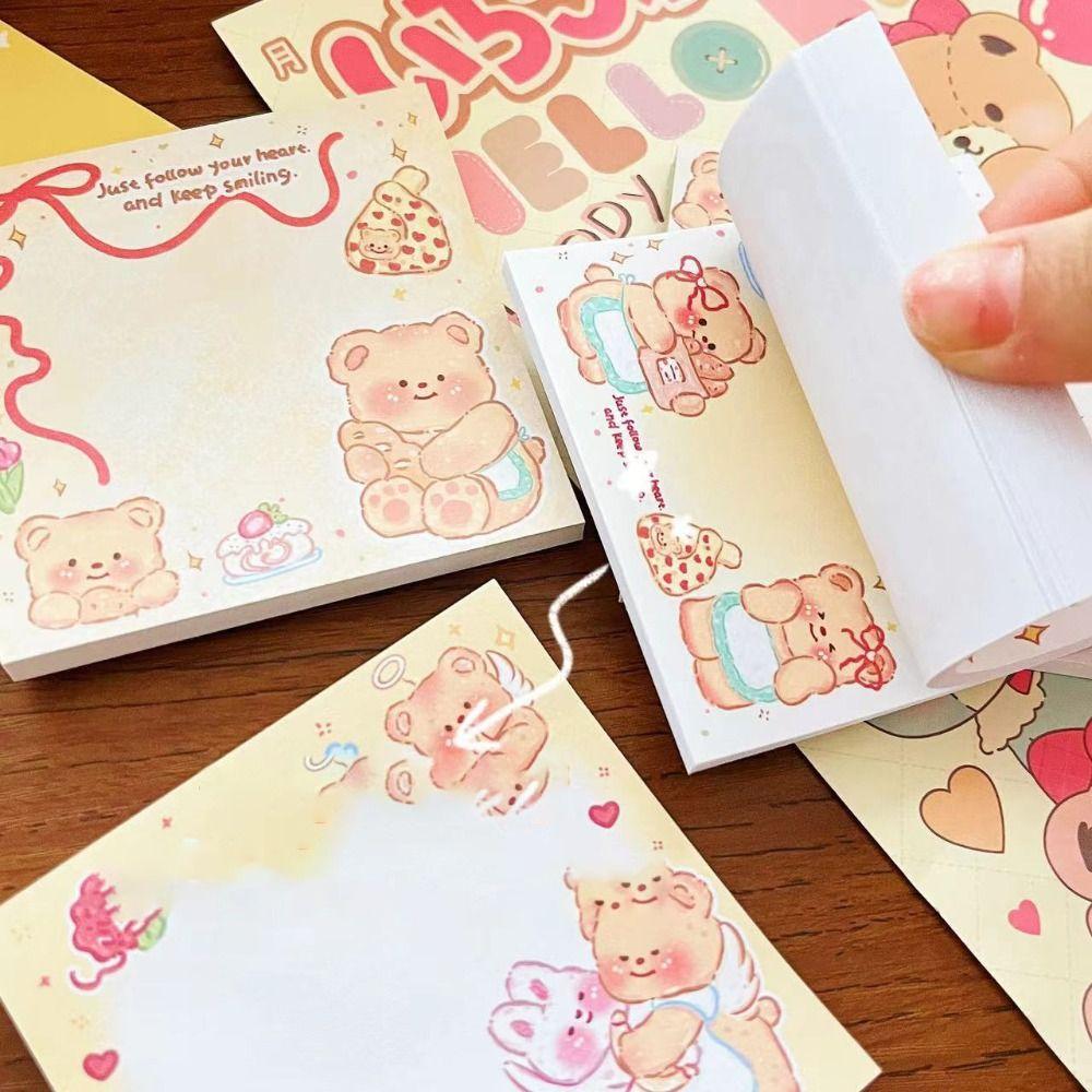 Cute Cartoon Animal Decorative Sticker Original Message Paper Butter Bear Sticky Note  Notebook
