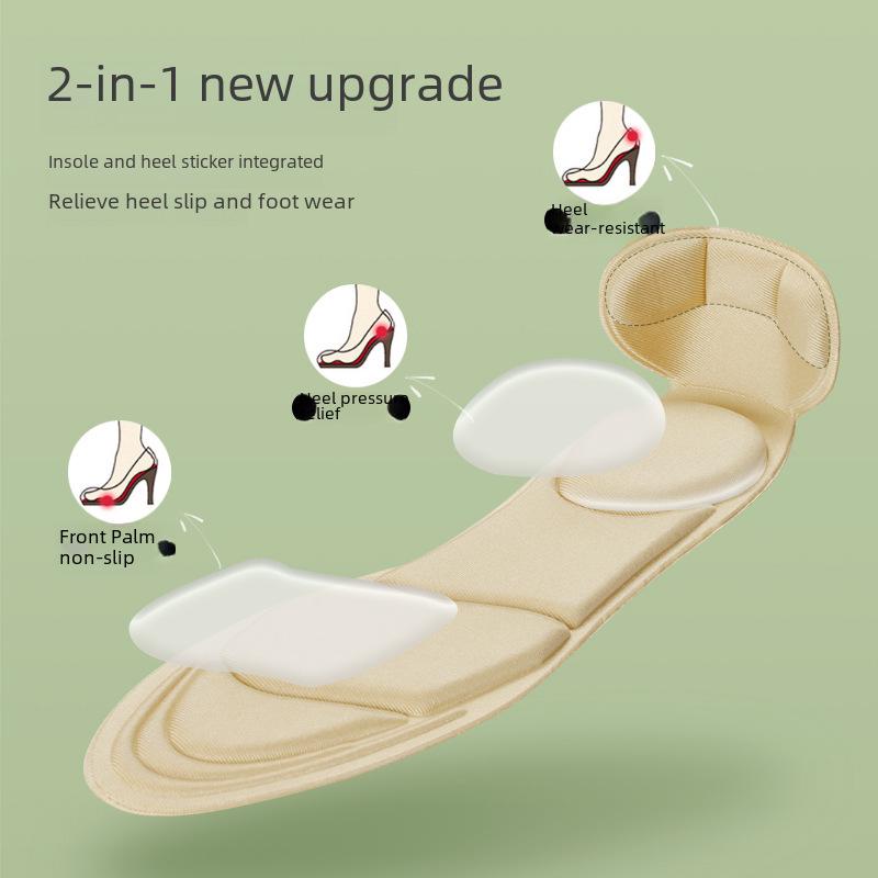 Women's 4D Insole: Breathable, Sweat-Absorbent, Shock-Absorbing, Anti-Slip Heel Cushion for Comfort In Long-Standing High Heels.