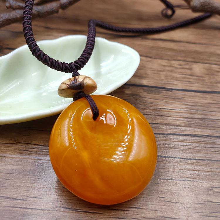 

Resin imitation beeswax safety buckle sweater chain ethnic style long rope adjustable necklace female