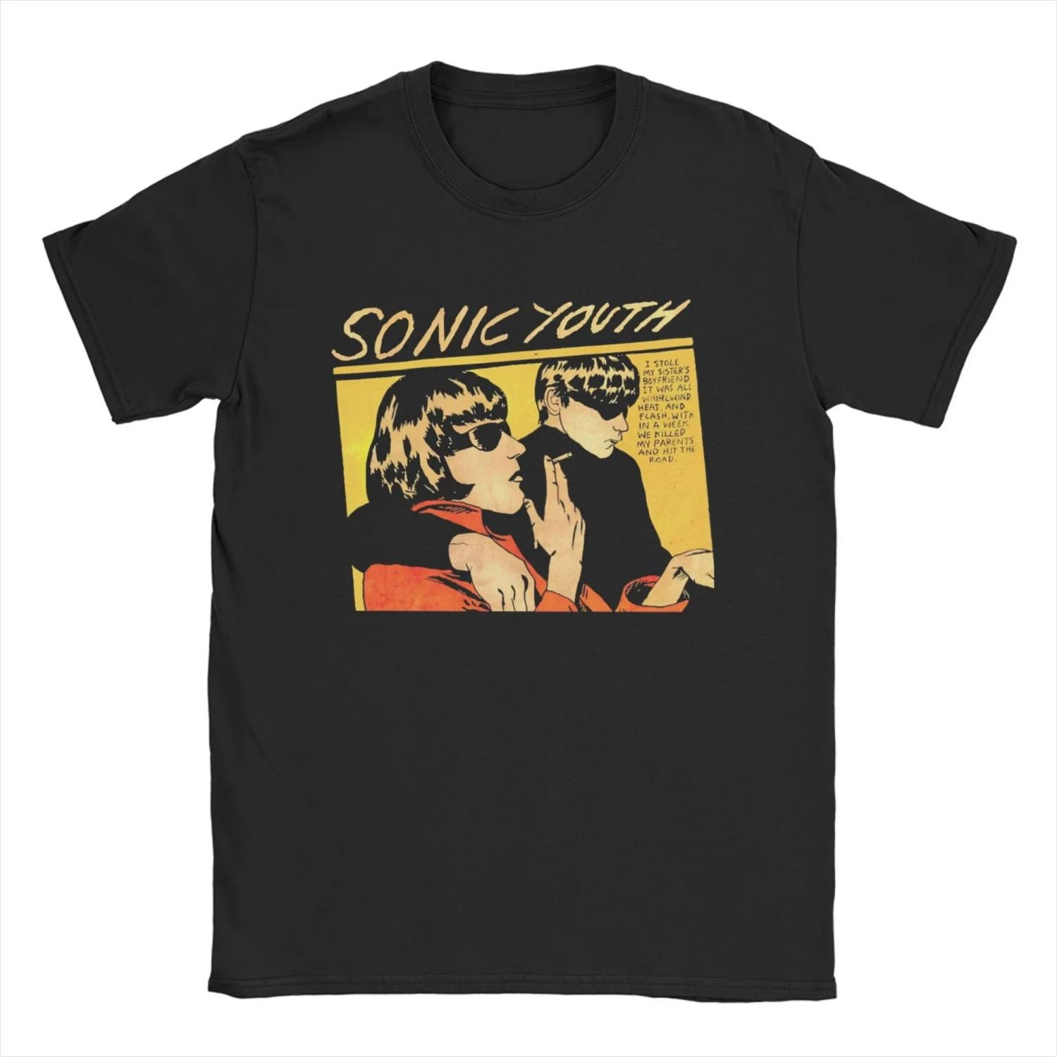 

Men s Sonic Youth Rock Band T Shirt Cotton Tops Novelty Short Sleeve O Neck Tee Shirt Plus Size T-Shirt S чёрный