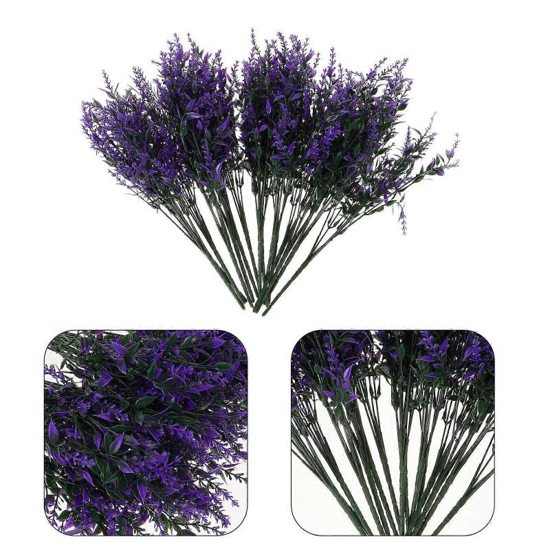 Artificial Lavender Purple Lavender Stems for Decoration 15Pcs Fake Flower