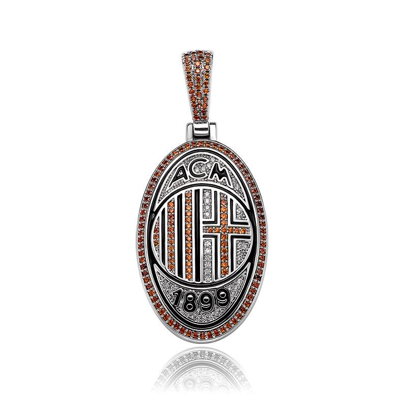 European & American Hip-Hop Football Club Badge Pendant with Colorful Drip Oil - Fan Commemorative Medal Necklace