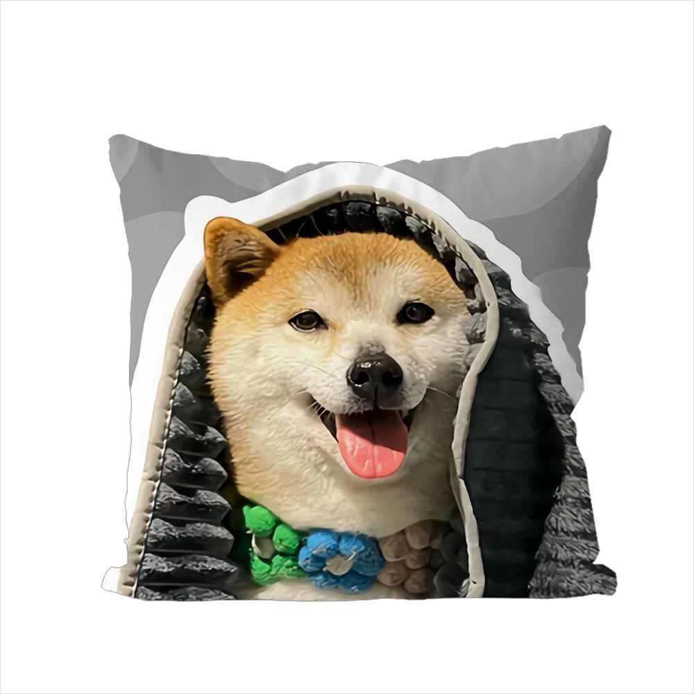 Shiba Inu Pillow Case For Car Sofa Decorative Home Doublesided Print Plush Square Throw Pillow Cushion Cover