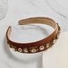 LALA Jeweled Velvet Hairband - Brown