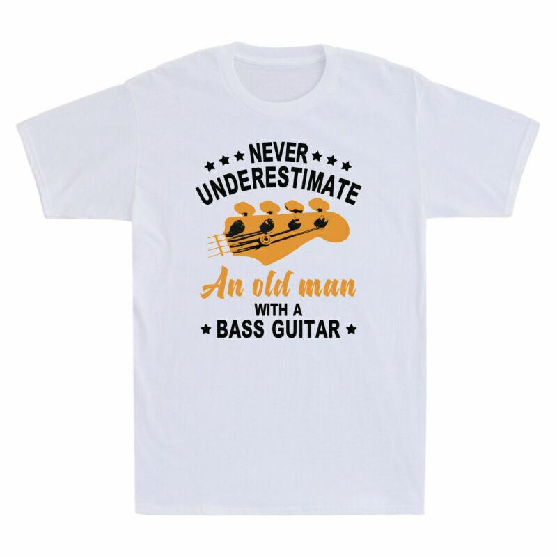 Never Underestimate An Old Man With A Bass Guitar Guitarist Gift Men s T-Shirt M