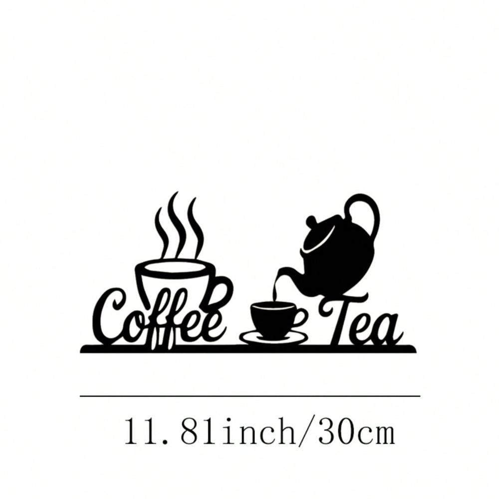 Vintage Metal Coffee Tea Wall Decor with Antique Wrought Iron Scrollwork Icons Gift for Kitchen Cafe