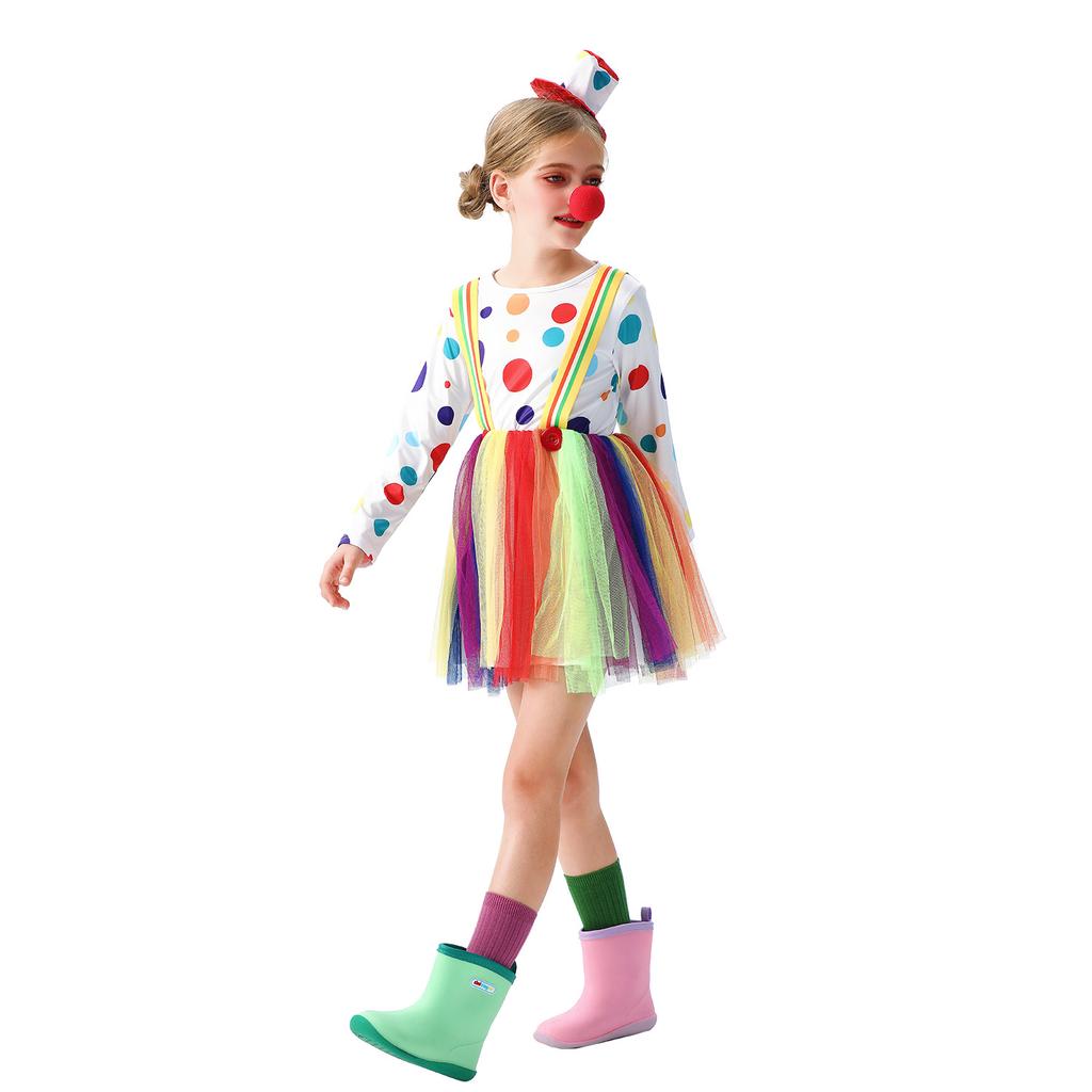 Halloween Children's Clown Costumes Funny Performance Costumes Stage Catwalk Dance Costumes Rainbow Tutu Children's Clothing