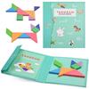 Educational Toy - LX - 96 Magnetic Tangram Puzzles - Travel and Cards - Green - Mixed