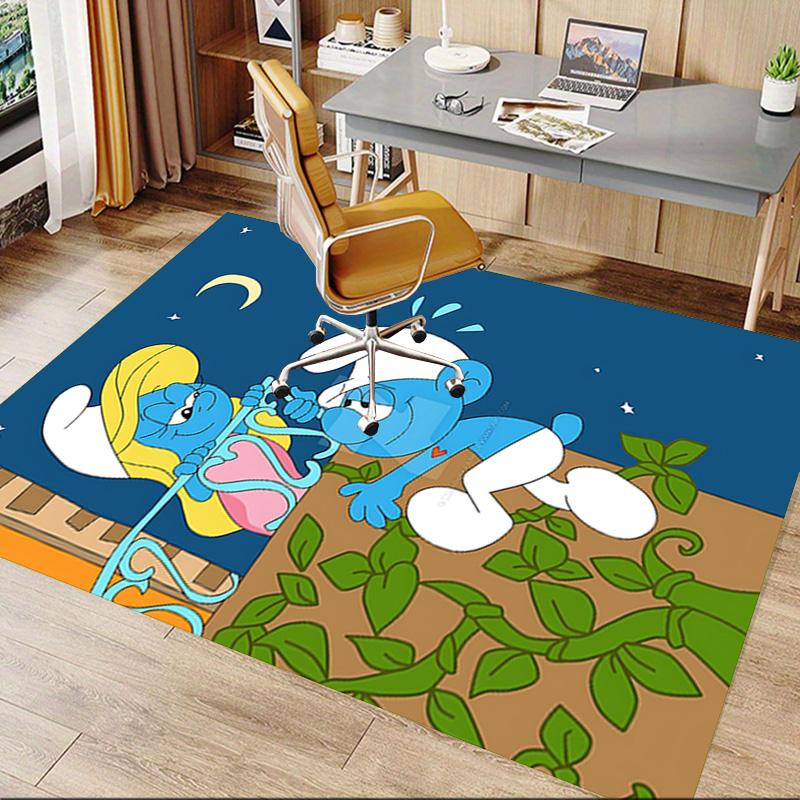 1pc Moonlit Smurf Romance Carpet for Playroom Bedroom Living Room Sofa Home Decor,kids Game Area Rug Non-slip Floor Mat Y723105