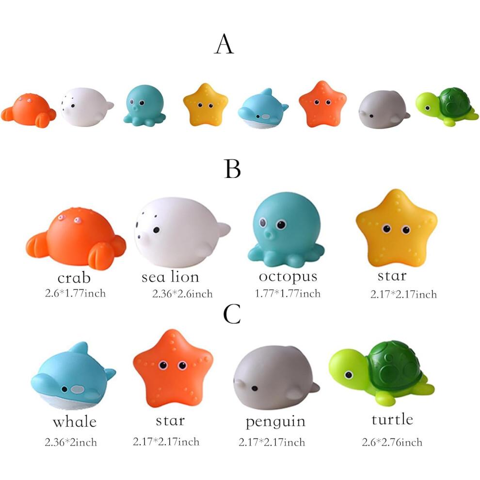 Baby Bath Toys Luminous Animals Set for Kids Age 18 Months and Up - Colorful Bathtub Shower Toys for Boys Girls