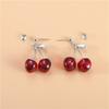 Roter Acryl Kirsch-Hängeohrring Einfache Legierung in Silberfarbe Ohrringe für Damen Retro Schmuck Mode Party-Accessoires