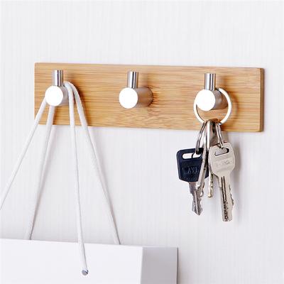 1-3 Hooks Stainless Steel Wooden Self-adhesive Towel Holders Kitchen Bathroom Gadgets High Quality Towel Umbrella Rack Organizer